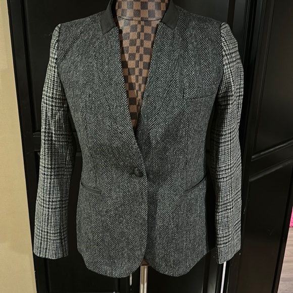 Zara - Mens Gray Wool Herringbone One-Button Blazer Jacket L NWT $189